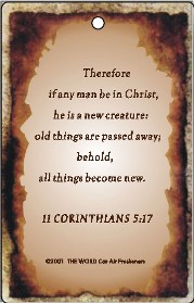 Air Fresheners - Contact us for more information on our gospel novelty items and air fresheners featuring a variety of fragrances and inspirational bible passages to choose from.