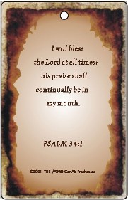Air Fresheners - Contact us for more information on our gospel novelty items and air fresheners featuring a variety of fragrances and inspirational bible passages to choose from.