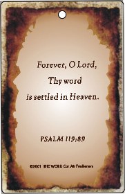 Air Fresheners - Contact us for more information on our gospel novelty items and air fresheners featuring a variety of fragrances and inspirational bible passages to choose from.