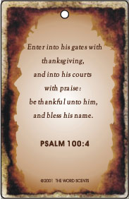 Air Fresheners - Contact us for more information on our gospel novelty items and air fresheners featuring a variety of fragrances and inspirational bible passages to choose from.